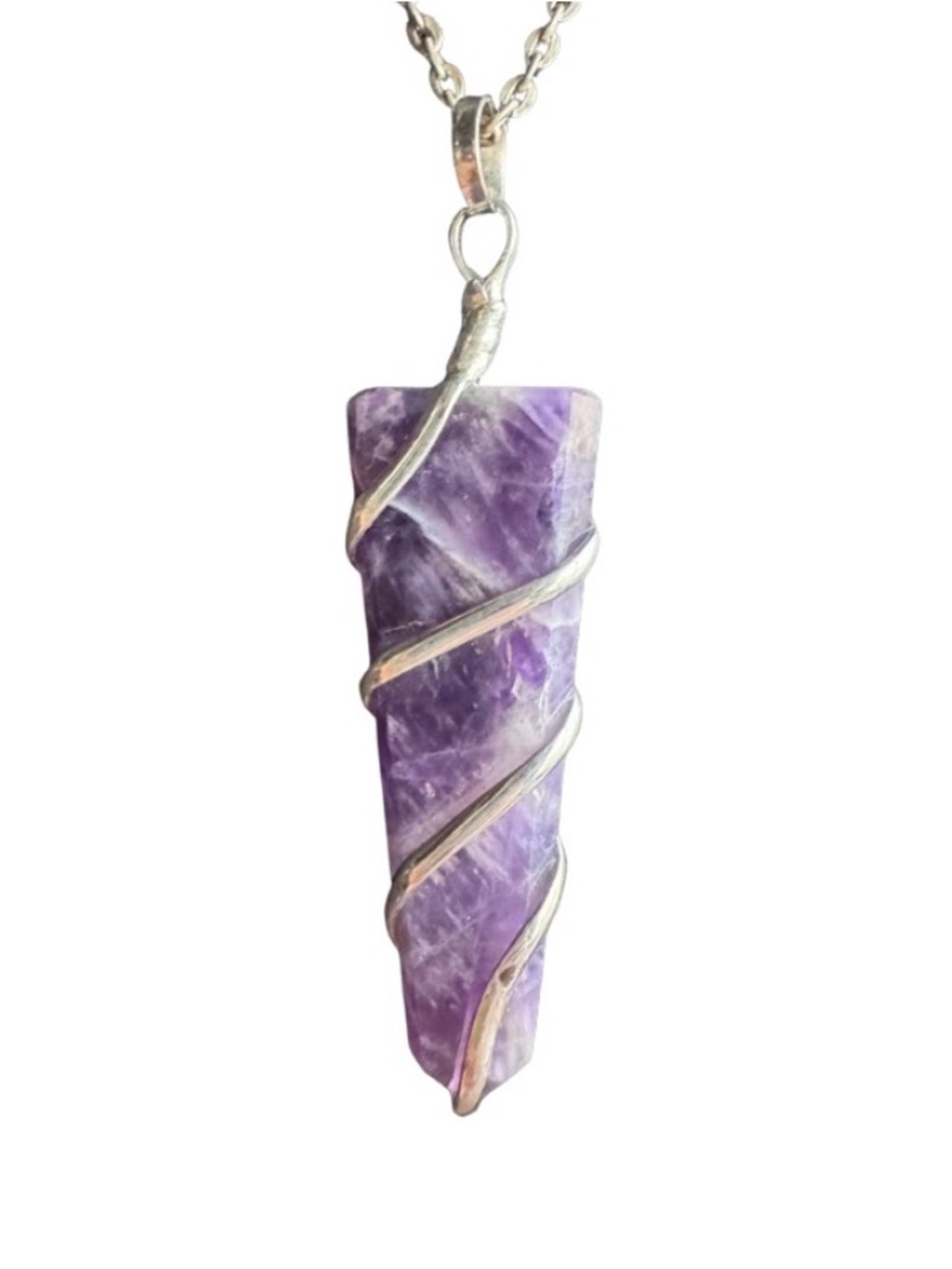 Wire Wrapped Amethyst Gemstone Necklace